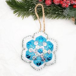 Christmas snowflake, hanging ornament for kids advent calendar or Christmas tree decoration
