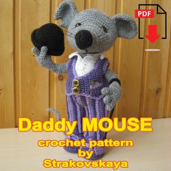 PATTERN: Daddy Mouse - tattered ear crochet pattern