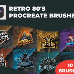 retro wave brush for procreate, retro effect procreate, retro procreate palette, retro texture procreate, retro letter