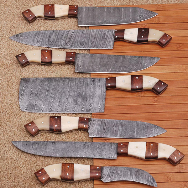 Custom Handmade Hand Forged Damascus Steel Chef Knife Sets Kitchen Knives.jpg