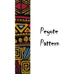Ethnic Peyote Beading Pattern Bracelet, African Ornament Seed Bead Bracelet Pattern, Beaded Pattern Graph Digital PDF