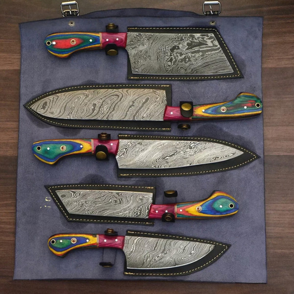 Custom Handmade Hand Forged Damascus Steel Chef Knife Sets Kitchen.jpg