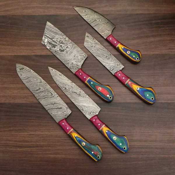 Custom Handmade Hand Forged Damascus Steel Chef Knife Sets.jpg