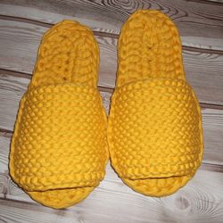Knitted slippers.