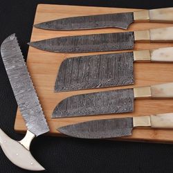 Custom Handmade Hand Forged Damascus Steel Chef Knife Sets Kitchen Knives