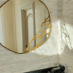 Irregular mirror wall decor Brass frame mirror High-end mirror for living room Designer mirror