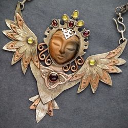 Bird Gamayun necklace /The Bird Woman /Fantasy necklace
