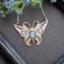 Butterfly necklace / insect pendant /labradorite jewelry