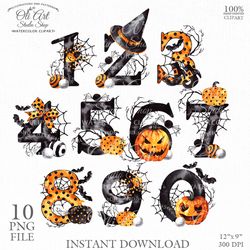 Halloween number set clipart. Digital clipart png format. Design Digital Download. OliArtStudioShop