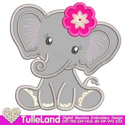 Elephant with  Flower Nursery Elephant  Baby Elephant Design Applique for Machine Embroidery