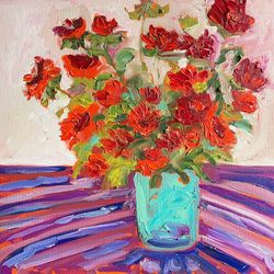 Flowers painting Original oil painting on canvas panel Fauvism art Matisse inspired Flowers bouquet painting Australian