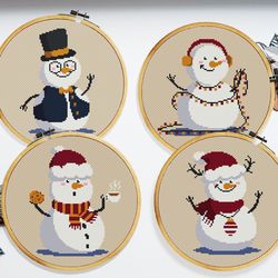Snowman cross stitch pattern, Funny christmas cross stitch, Small christmas decorations cross stitch, Digital PDF