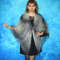 Hand knit gray Russian Orenburg shawl, Warm shoulder wrap, Goat down kerchief, Handmade stole, Wool cape, Cover up, Cape 5.JPG