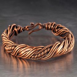 Unique wire wrapped copper bracelet for woman / Antique style artisan copper jewelry / 7th Anniversary gift for her