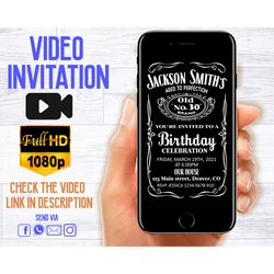Animated Whiskey birthday invitation Whiskey invitation video Adult man party invite Liquor aged to perfection surprise