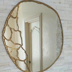 Asymmetrical wall mirror Brass mirror wall decor Irregular mirror Decorative mirror