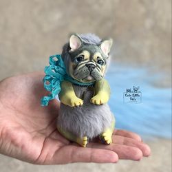 French bulldog doll realistic cute tiny dog miniature puppy toy