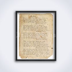 The Raven Edgar Allan Poe poem handwriting manuscript page printable art, print, poster (Digital Download)