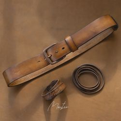 Genuine bovine leather belt