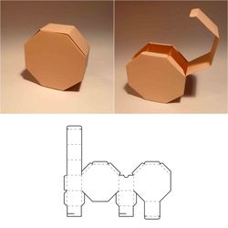 Octagon box template, octagonal box, octagon bag, octagonal bag, gift box, corrugated box, 8.5x11, A4, A3, PDF files