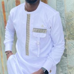 Men's Traditional Wear, African men's wear, African men's clot White | Dashiki Mens Shirt| Family African Wear