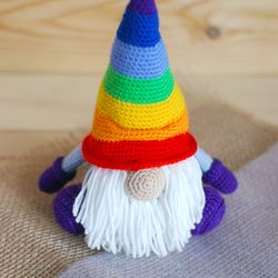 Crochet gnome is rainbow decor. Rainbow toy gnome is bestfriend gift.
