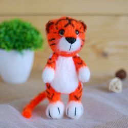 Crochet toy tiger is stuffed animal. Handmade toy best friend gift.