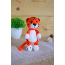 Crochet toy tiger is stuffed animal. Handmade toy best friend gift.