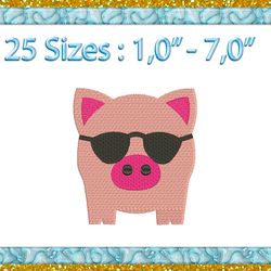 mini pig machine embroidery design instant download