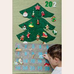 Hanging Christmas advent calendar for kids, Big Christmas calendar without ornaments