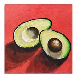 acrylic painting avocado painting fridge magnet
