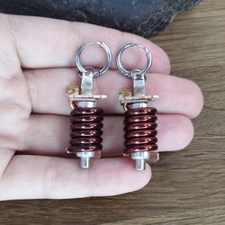 Steampunk earrings huggie hoop Mechanical earrings for geek Recycled earrings
