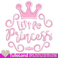 Little Princess for baby girl birthday Crown little miss daddy's mommy's little Design Applique for Machine Embroidery