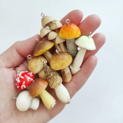 set 10 pc of mushrooms made from polymer clay - magic mushroom - tiny mushroom