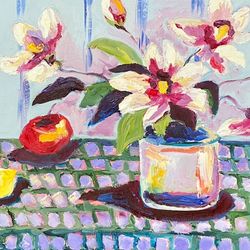 magnolias original oil painting on canvas panel still life art magnolias bouquet painting fauvism art matisse inspired