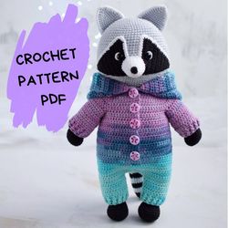 Crochet pattern Overalls for raccoon