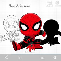 Black Spidey Miles Morales Svg cut file, Chibi Spiderman Morales Svg, Cartoon Spider Svg, Baby spiderman vector