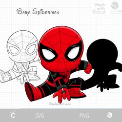 black spidey miles morales svg cut file, chibi spiderman morales svg, cartoon spider svg, baby spiderman vector