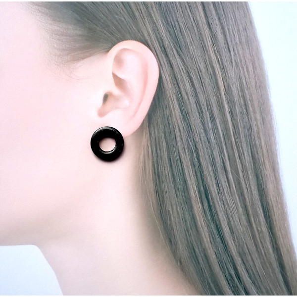 Black hoop earrings, Wooden earrings, round earrings, circle earrings 4.jpg