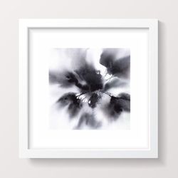 Abstract wall art Original floral painting Black flowers Modern Minimalist Expressionist small wall art for home decor