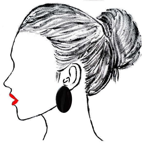 Black wooden earrings, black oval earrings, oval wooden earrings, big earrings 3.jpg