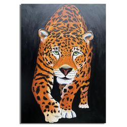 Jaguar Animal Realism Original Painting, Jaguar Animal Original Wall Art, Wild Cat Original Wall Decor