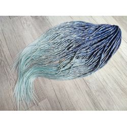 URAN Ombre blue gray Synthetic dreadlocks extensions, dreadlocks Smooth Classic Fake dreads double ended dreads DE dread
