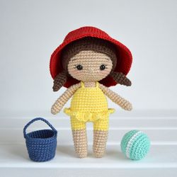 DIY PDF crochet amigurumi pattern Emma Doll in bathing suit