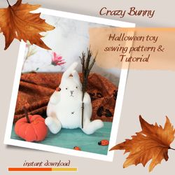 Halloween Toy - Soft Bunny pattern pdf, stuffed toy patterns, Toy sewing Pattern for beginners