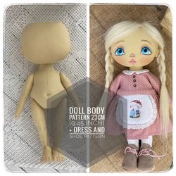 Doll body pattern 23-24cm (9,06-9,45 inch)