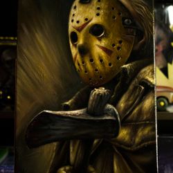 Original Jason Voorhees oil painting, Friday the 13th, Hand painted, Halloween