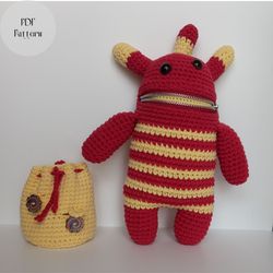 Crochet pattern monster, Crochet pattern toy, Crochet pattern amigurumi, Sorgenfresser, Eater of fear worry and anxiety