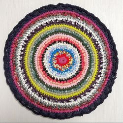 Russian Handmade Round Rag Rug. Country style. Rustic decor USSR