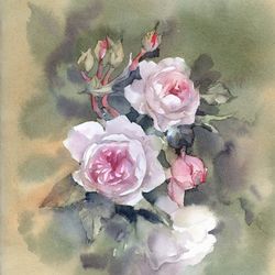 Roses painting Original watercolor flowers by Yulia Evsyukova